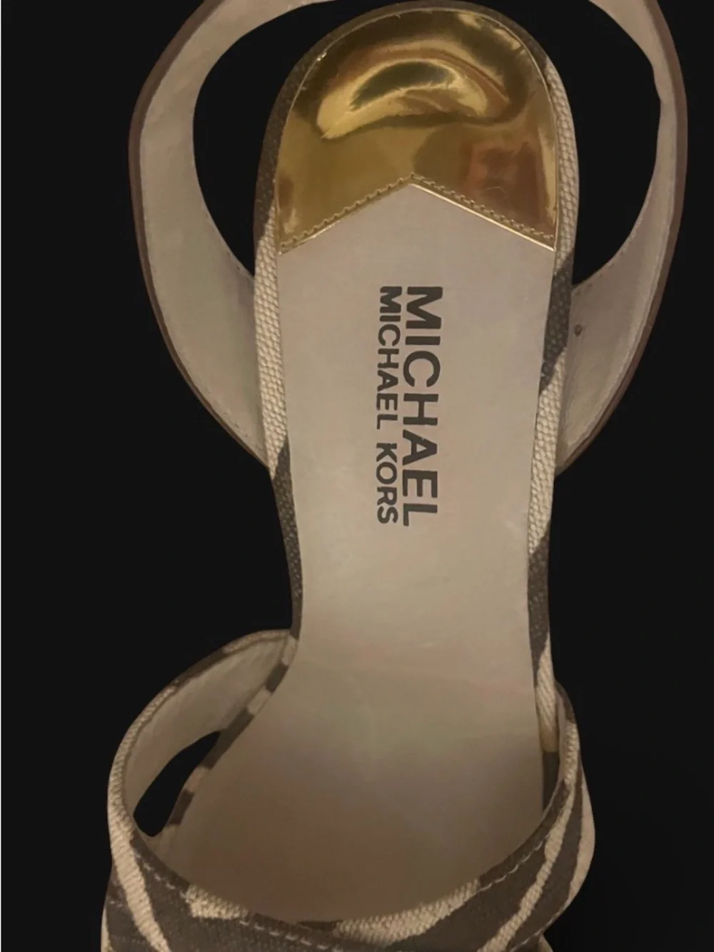 Michael Kors Brown and Beige Zebra-Print Canvas Sandals